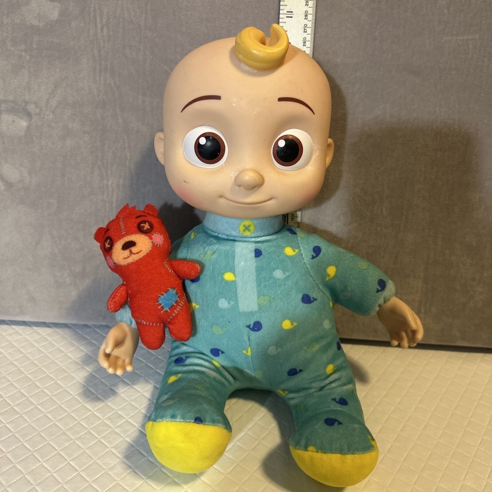 JJ Cocomelon Doll Bedtime Musical/Talking Plush Toy with Red‎ Teddy Bear 12.5"